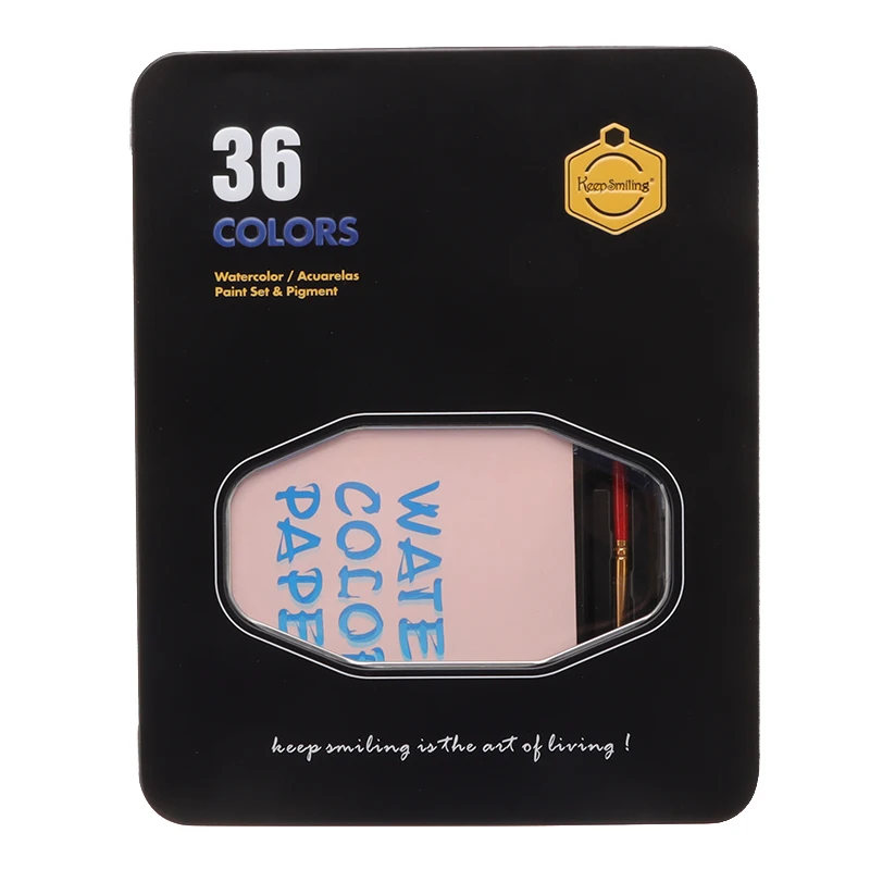 Набор акварельных красок 36 цветов 10 шт. бумаги для рисования + Акварельная кисть