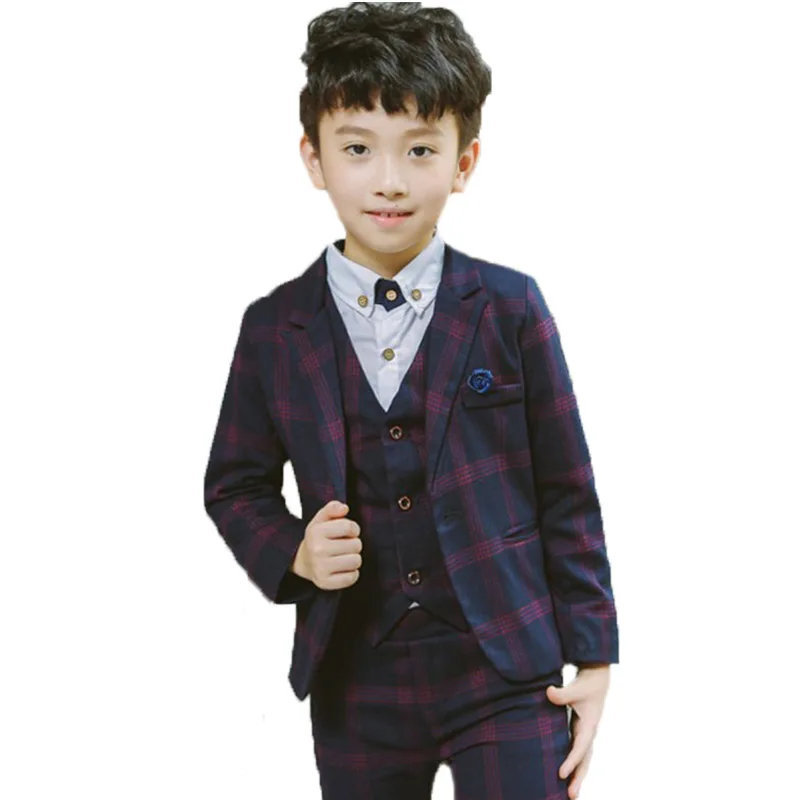

2020 Kids Jacket Vest Pants 3Pcs Wedding Tuxedo Suit Flower Boys Formal Blazer Clothing Set Children Party Performance Costume