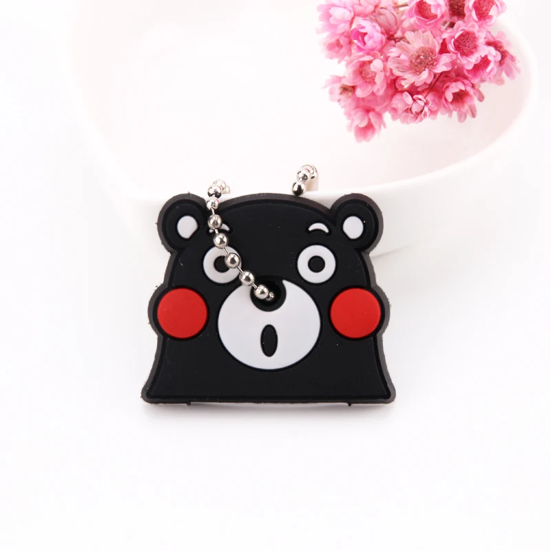 Cartoon Anime Cute Key Cover Cap Silicone Mickey Stitch Bear Keychain Women Gift Owl Porte Clef Minne Key Chain - Цвет: C01