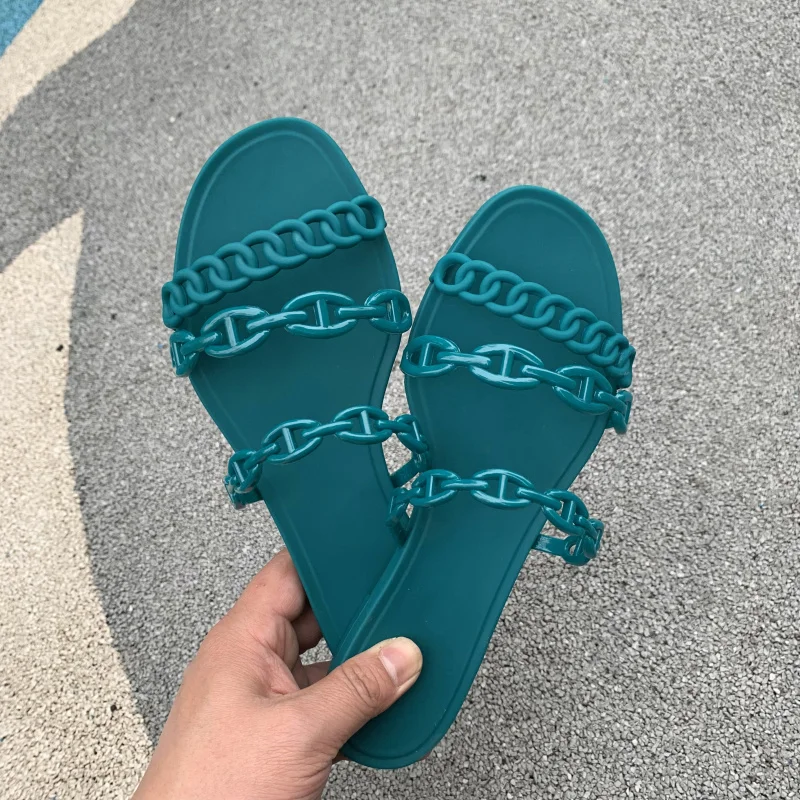 

vallu 2021 summer new style 3 belt chain fashionable all-match beach vacation essential flat sandals