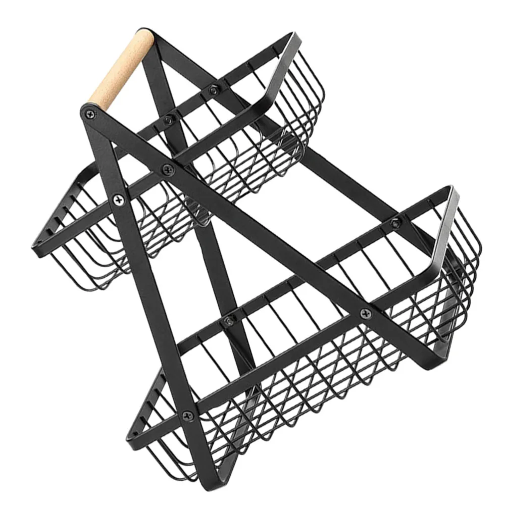 

1Pc Double-layer Kitchen Drain Basket Fruit Vegetable Storage Basket (Black)