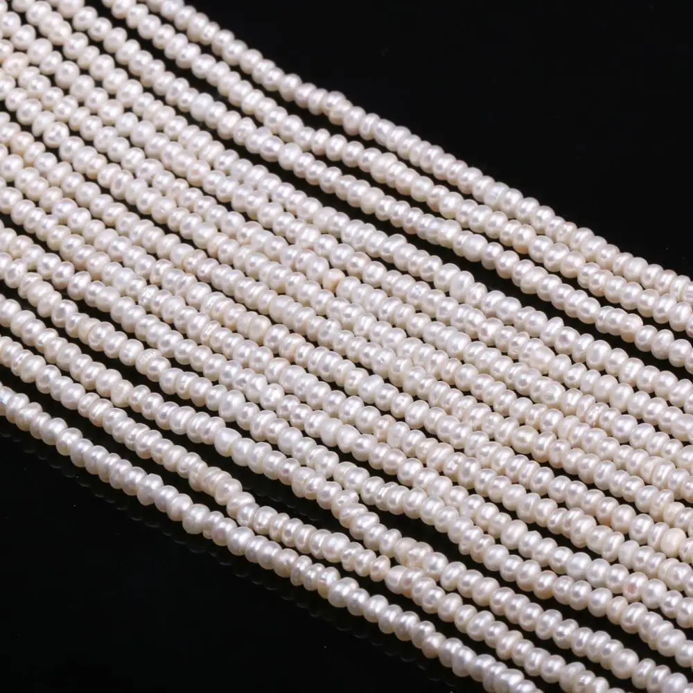 

Natural Freshwater Pearl White Oblate Making Necklaces Bracelets And Earrings For DIY Sold In Packs 2.5-3mm