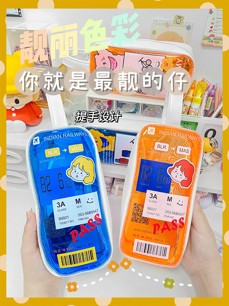 

2022 Transparent Tote Bag Cosmetic Pencil Case Water Proof Stain Resistant Supplies Pencil Bag Stationery Gift School Pencil Box