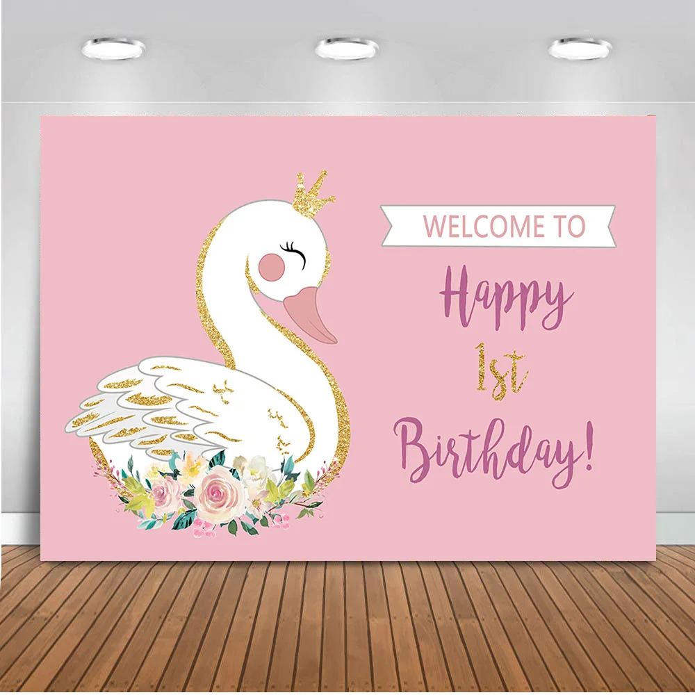 MOCSICKA фон для 1 го дня рождения тема Cisne Blanco фотостудии розовая стена белый