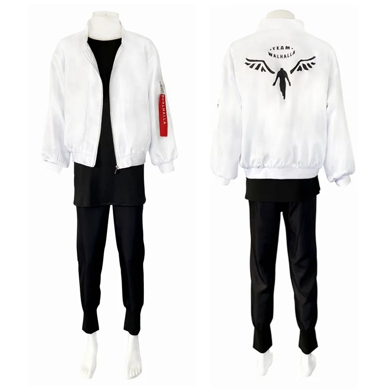 

Tokyo Revengers Hanemiya Kazutora Cosplay Costumes White Coat Valhalla Uniform Baseball Jacket Mikey Draken Halloween Clothes