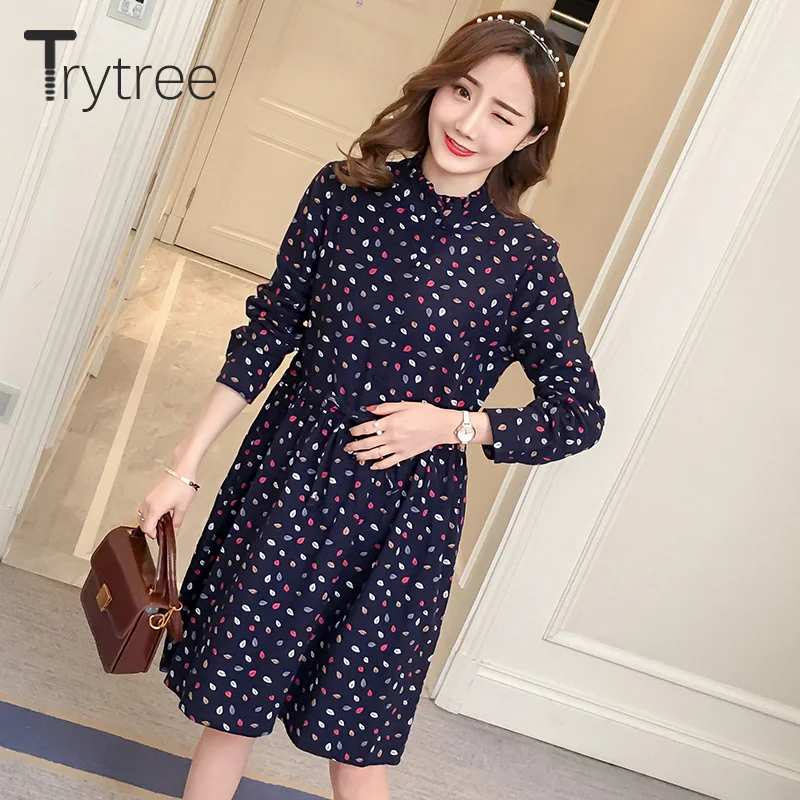 Женское Повседневное платье рубашка Trytree Осеннее ТРАПЕЦИЕВИДНОЕ ПЛАТЬЕ с