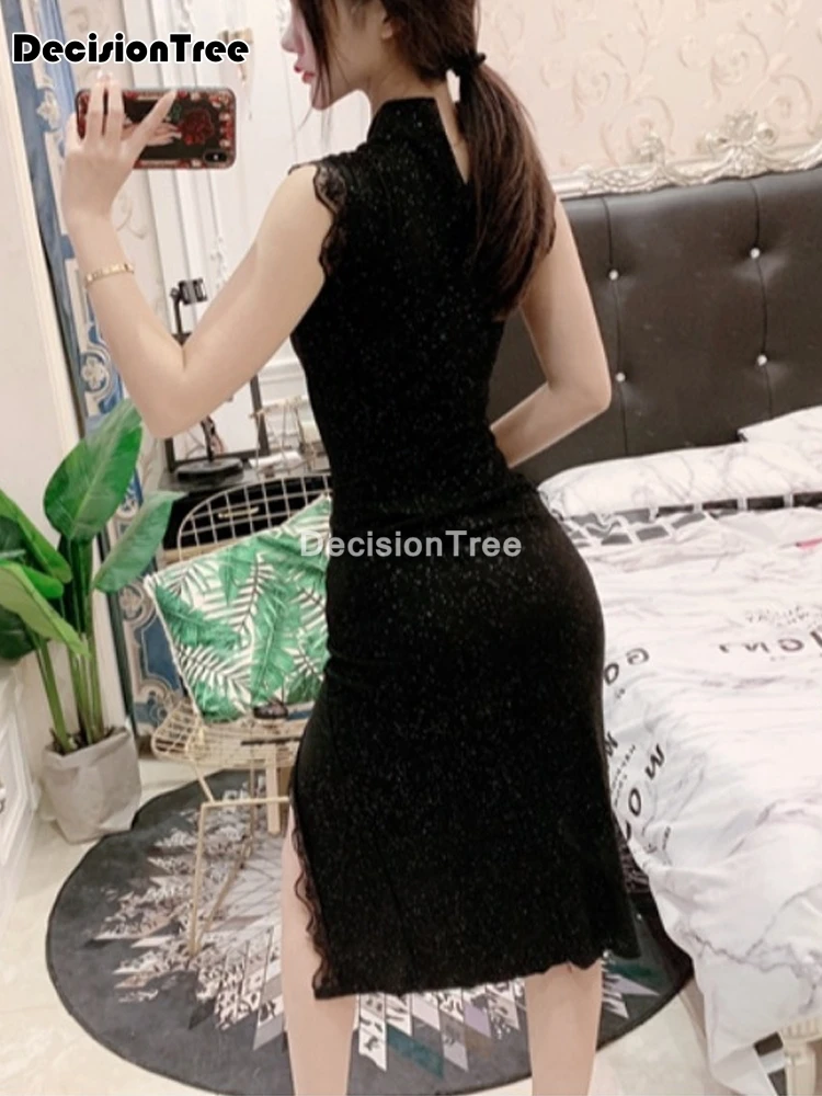 

2021 chinese dress sexy split bandage dress qipao chinese traditional cheongsam lingerie party dresses nightclub uniform