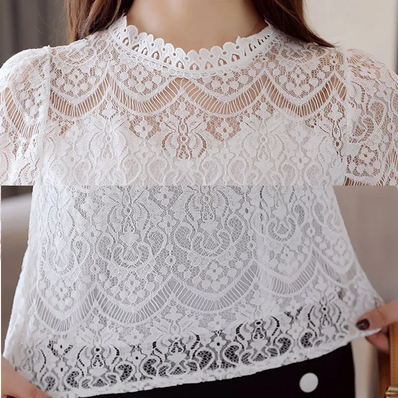 Blusas femininas элегантные рубашки 2019 Женские топы и блузки с длинным рукавом кружевная