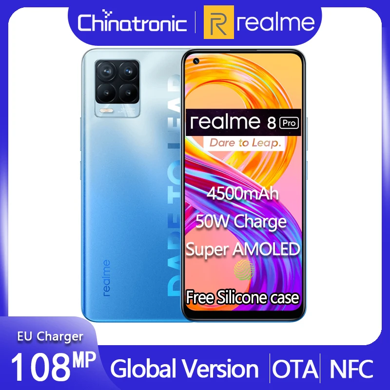 Realme 8 Pro глобальная версия 128G мобильный телефон 108MP Quad Camera 4500 мА/ч 50 Вт ЕС Зарядное