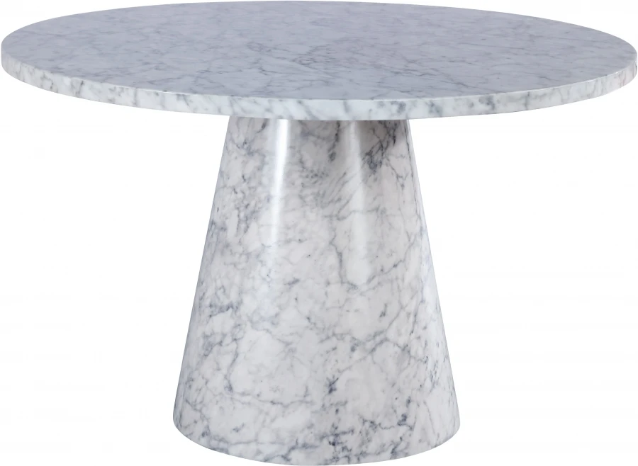 

Hot sale furniture luxury design industrial round marble top two single leg dining table 6 seats for dining room