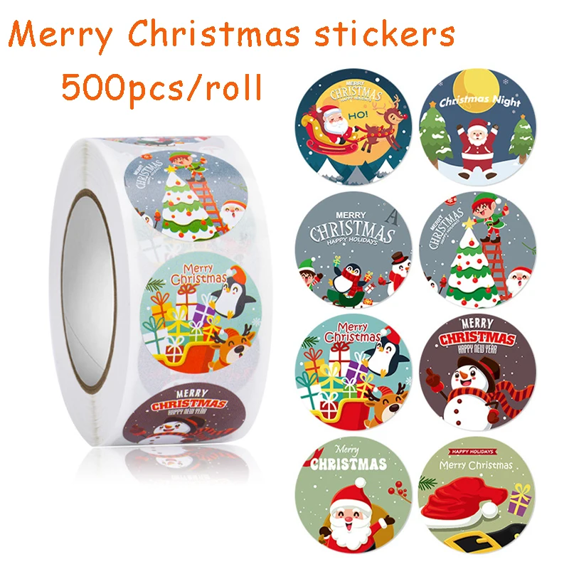 

Наклейка с надписью «Merry Christmas», 1 дюйм, круглая, 500, Рождество, клейкие шт.