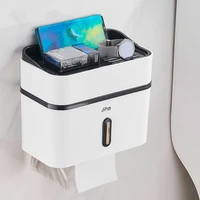 double layer tissue box wall mounted bathroom waterproof toilet paper holder storage box napkin roll dispenser organizer