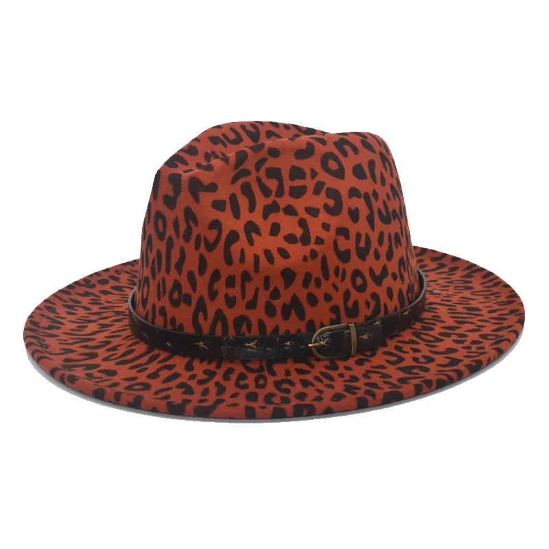 Men's Leopard Print Autumn And Winter Warm Imitation Wool Hat Retro Harajuku Style Hat Panama Hat high Top Jazz Hat F67