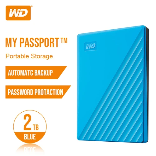 Blue 2TB Western Digital My Passport™1 ТБ 2 ТБ 4 ТБ 5 ТБ внешний жесткий диск WD резервного копирования™Программное обеспечение и защита паролем - Цвет: Blue 2TB