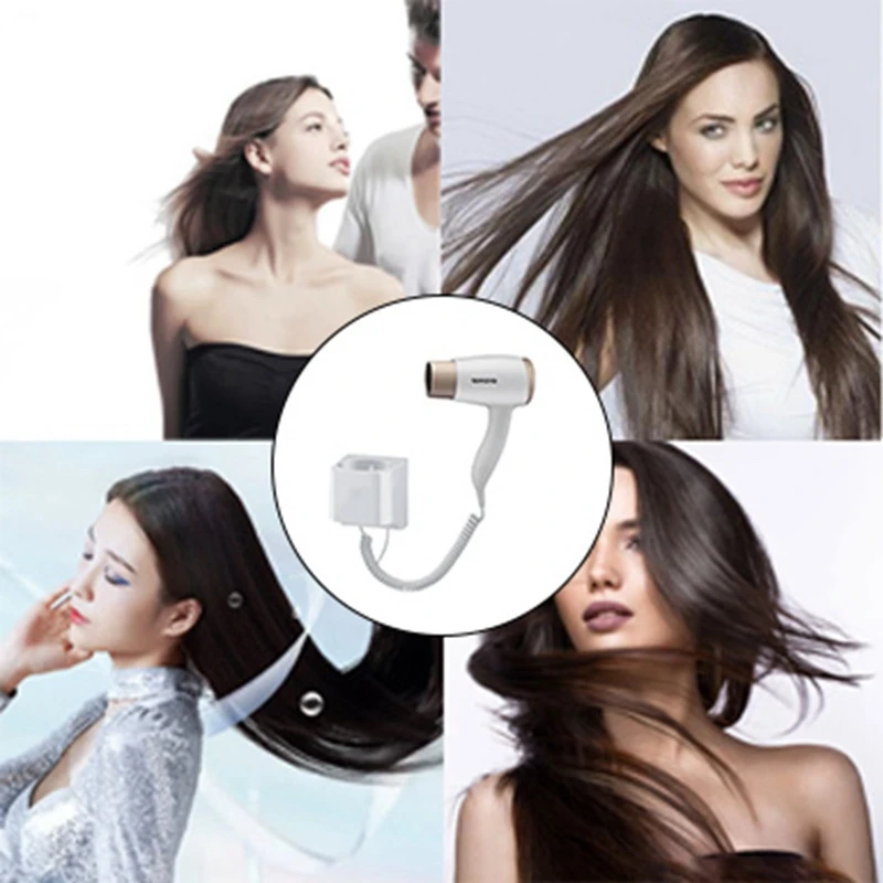 

GMDQ Hot & Cold Wind Blow Hair Dryer Electric Hanging Wall Mount Bathroom Hotel Negative Ion Blower with Bracket