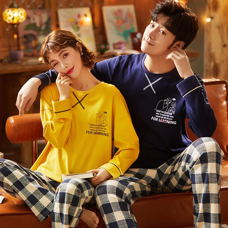 

Couple Pajamas Set Winter Thicken Long Sleeve Sleepwear Women Cotton Loose Pyjama Cute Giraffe Pattern Homewear Lovers Nightgown