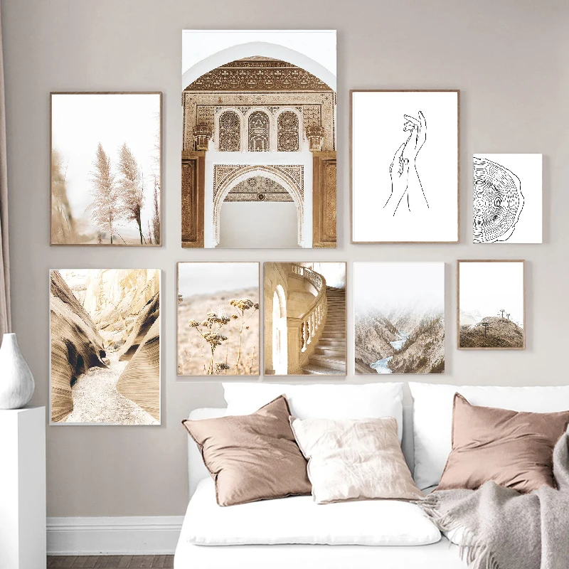 

Flower Gate Mountain Landscape Canvas Painting Art Nordic Posters and Prints Wall Pictures for Living Room Decoration Frameless