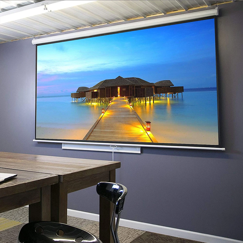 Ручной вытяжной проектор экран 60 inch16: 9 самоблокирующийся матовый белый для дома