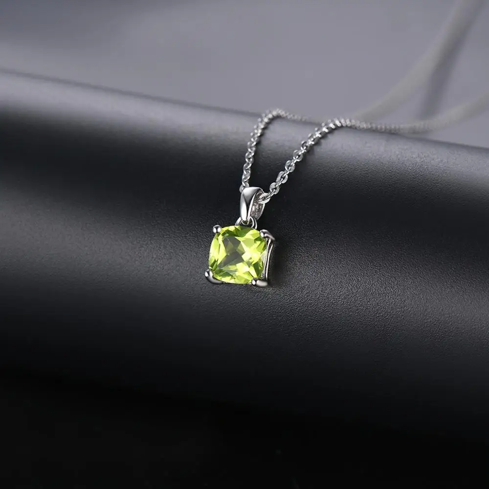 Цепочка из серебра 925 пробы с натуральным зеленым камнем|Подвески| |