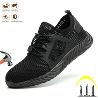 fashion mens safety shoes anti puncture steel toe cap work boots lightweight anti smashing breathable comfort protection boot