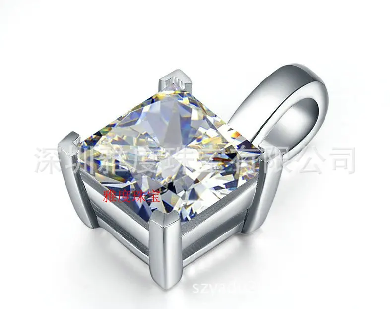 Luxury jewelry 1 ct sona Simulated Cushion cut stone Necklace Wedding Pendant For Women 925 sterling silver chain | Украшения и