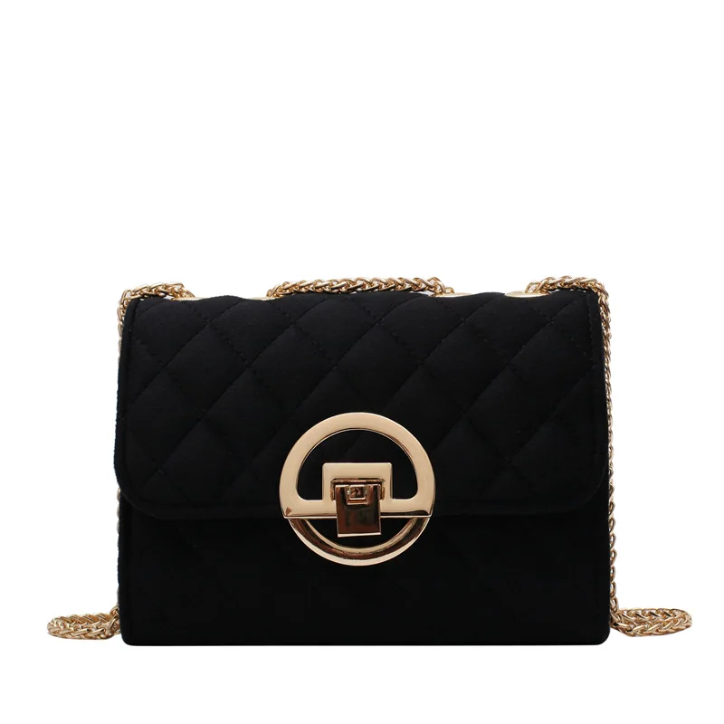 

Vintage Fashion Female Plaid Square Bag 2020 New Quality Velvet Women's Designer Handbag Lock Chain Shoulder Messenger Bags