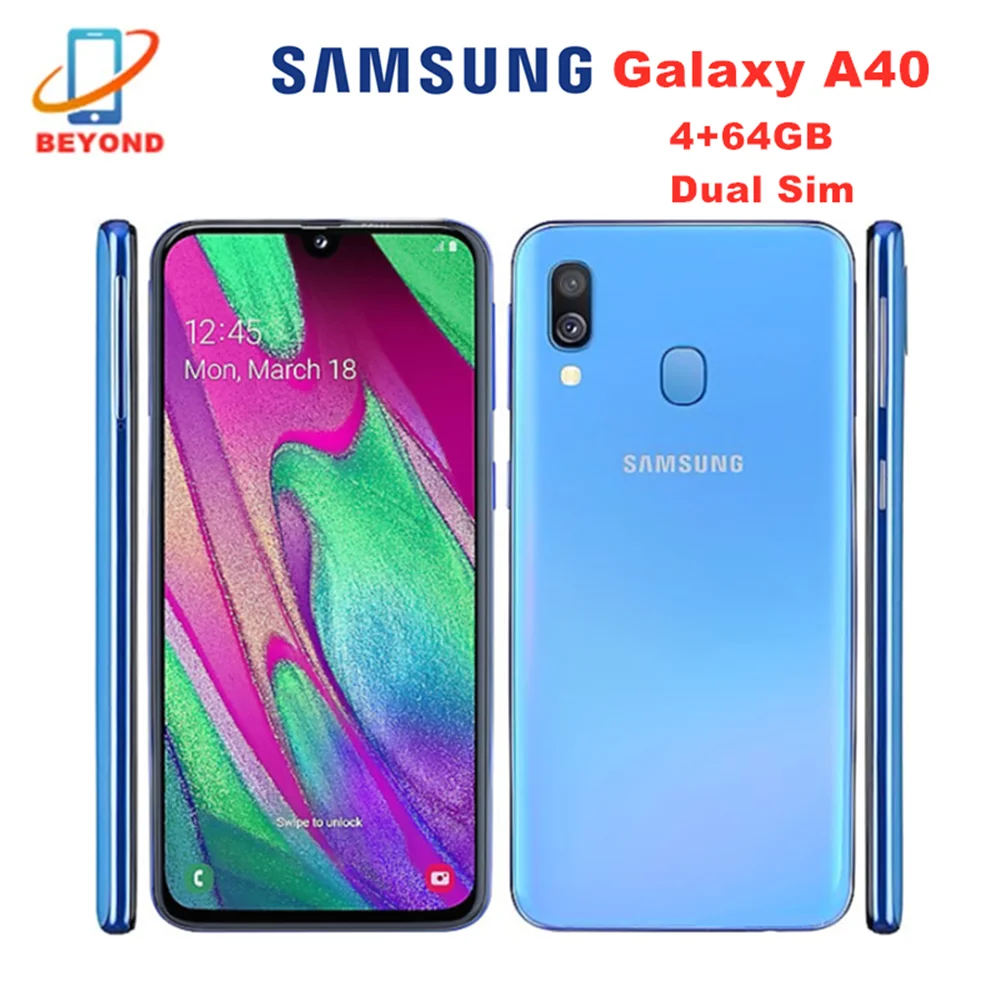 Samsung Galaxy A40 Duos A405FN/DS мобильный телефон Dual SIM 4 Гб оперативной памяти 64 встроенной