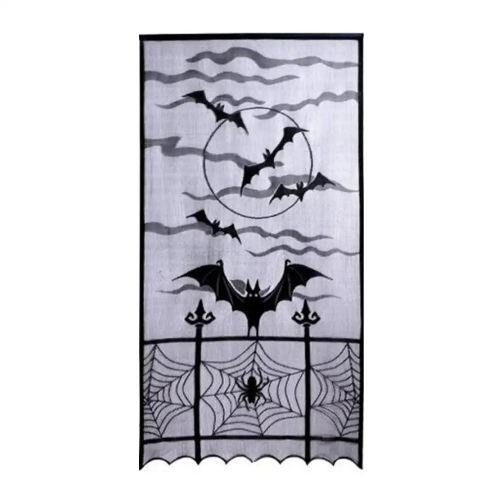 

Black Lace Banner Halloween Curtains 101x213cm Spiderweb Window Curtains Special Office Creative Party Supplies Diy Celebration