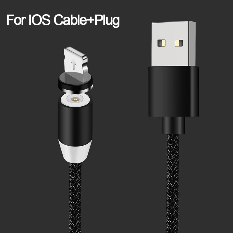 Black For iPhone Магнитный кабель зарядное устройство Micro usb type C осветительный кабель 2A Быстрая зарядка USBC/type-C провод для iPhone samsung кабели для мобильных телефонов - Цвет: Black For iPhone