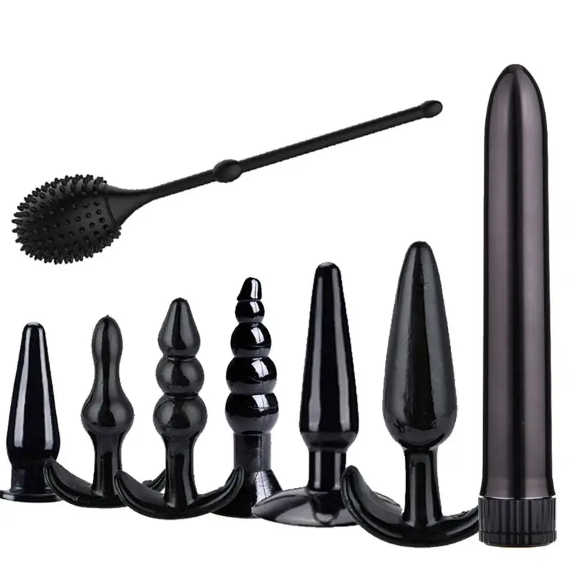 8 шт. черные силиконовые аналы маленькая пуля вибратор мини-массажер секс-игрушки