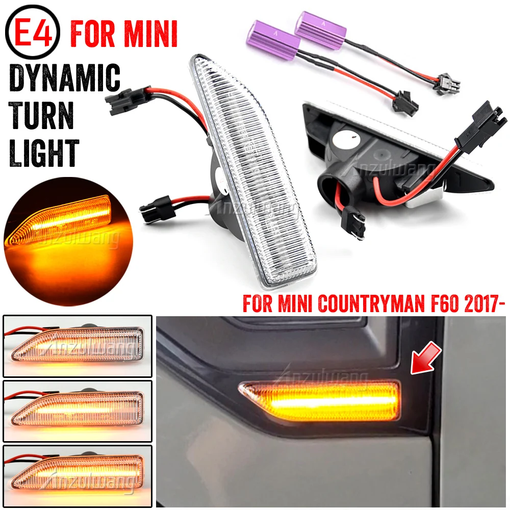 

2Pcs Dynamic LED Side Marker Repeater Light Flowing Turn Signal indicator Blinker Light For MINI F60 Countryman 2017-2020 year