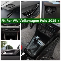 interior console gear shift panel decor car door handle wrist cover trim for vw volkswagen polo 2019 2022 black accessories