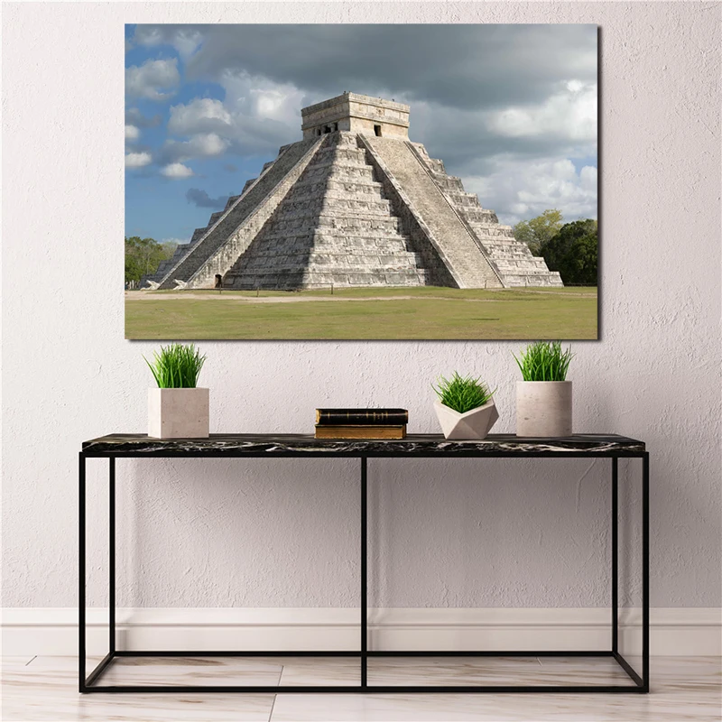 Настенный постер Chichen Itza в виде пирамиды рисунок на холсте декоративная картина