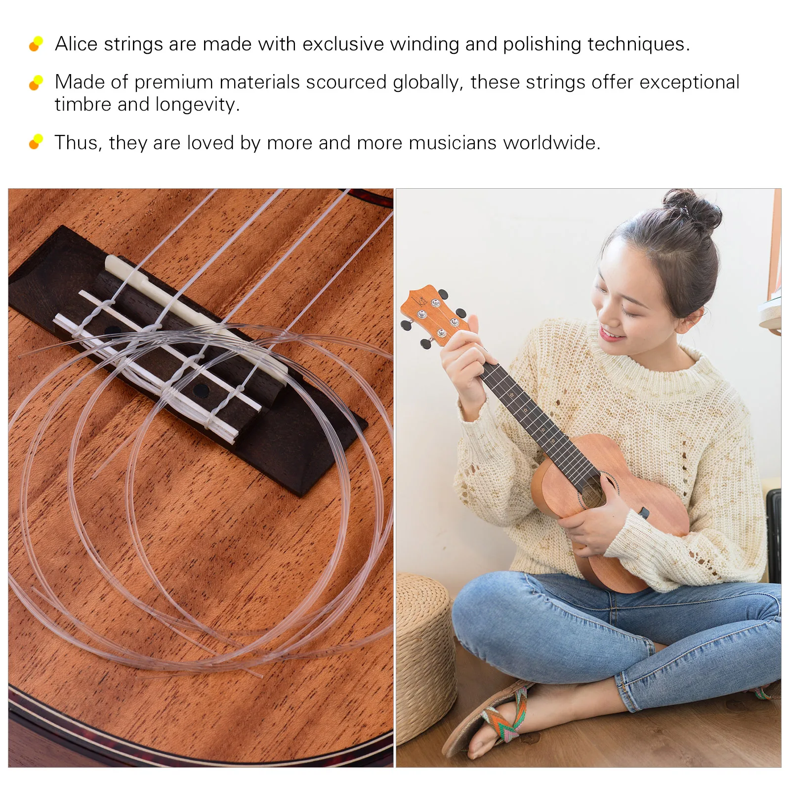 Alice AU048 Струны для укулеле набор карбоновых тенор струн 26 дюймовых Ukuleles guitar