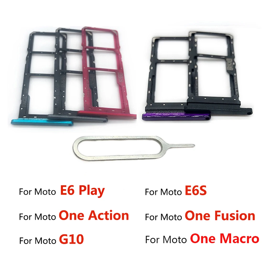 Лоток для Sim-карты Motorola Moto E6 Play E6S G10 One Action Fusion Macro SD Card Reader Socket Slot Holder сменная деталь