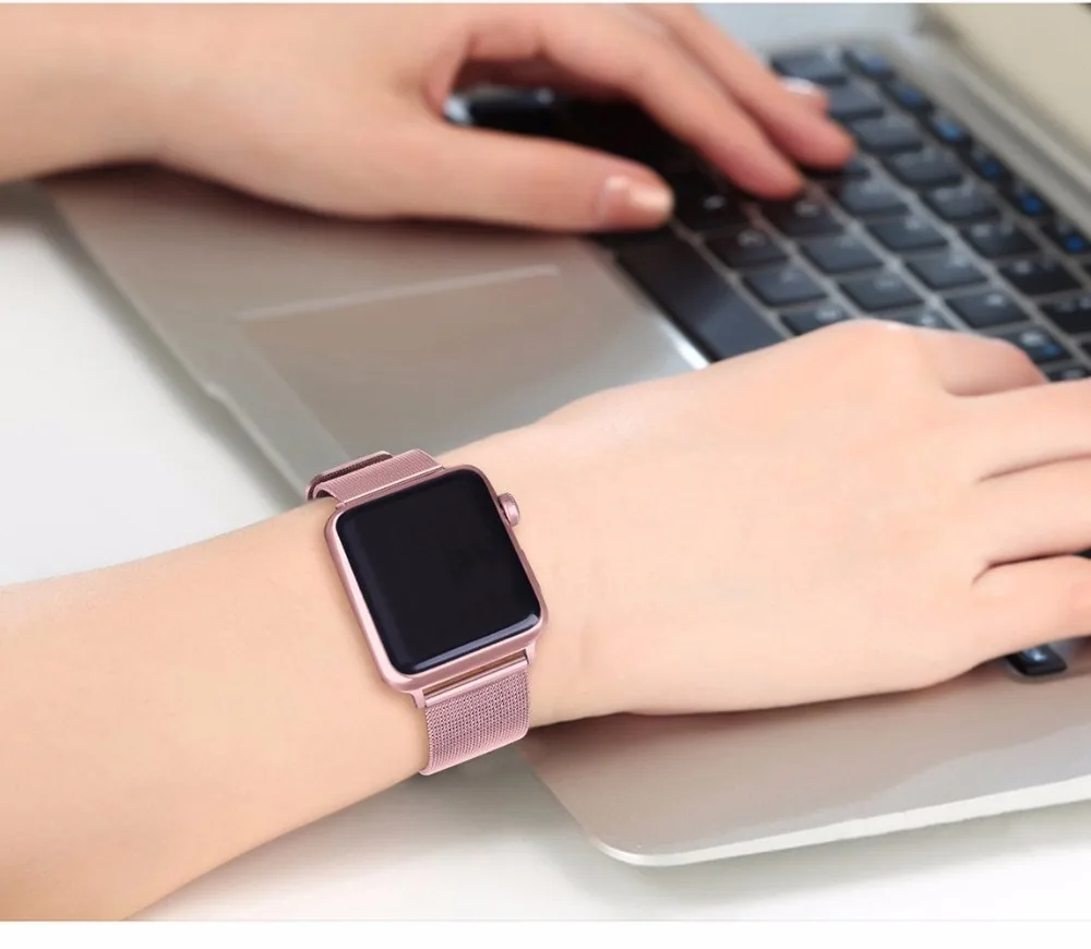 FOHUAS Миланская петля для apple watch Series 3 2 1 сменный Браслет iwatch ремешок из нержавеющей стали Пряжка с разъемом