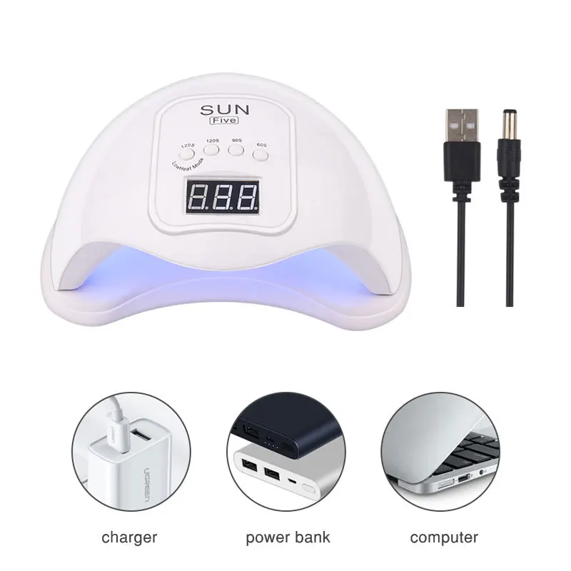 

Sun Nail Phototherapy LED/UV Light 48W USB Rechargeable Intelligent Dryer Four-speed Hand Glue Curing Manicure Heating Lamp Tool