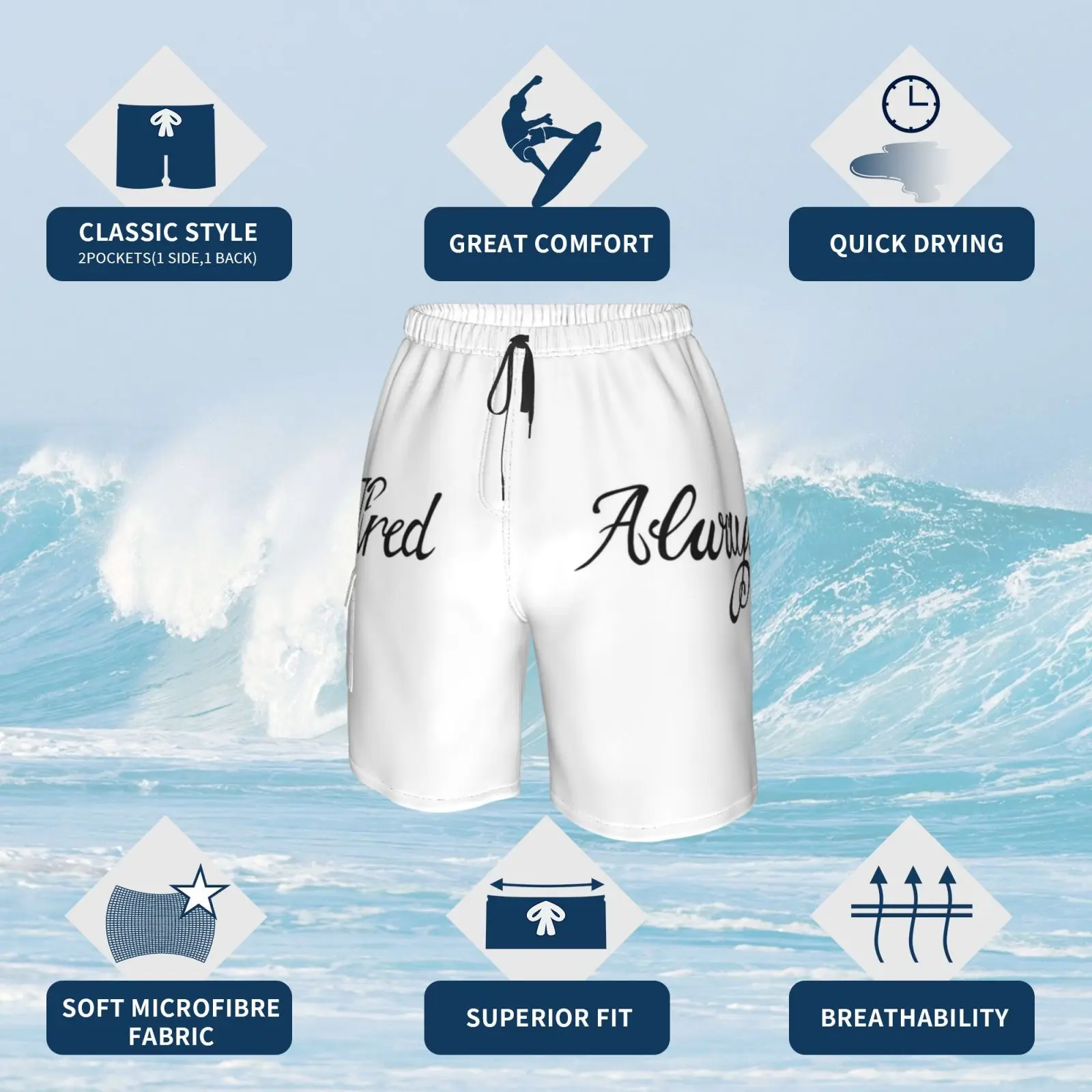 Пляжные шорты-всегда устали всегда каллиграфия шрифт уставших тату Забавный Postyco