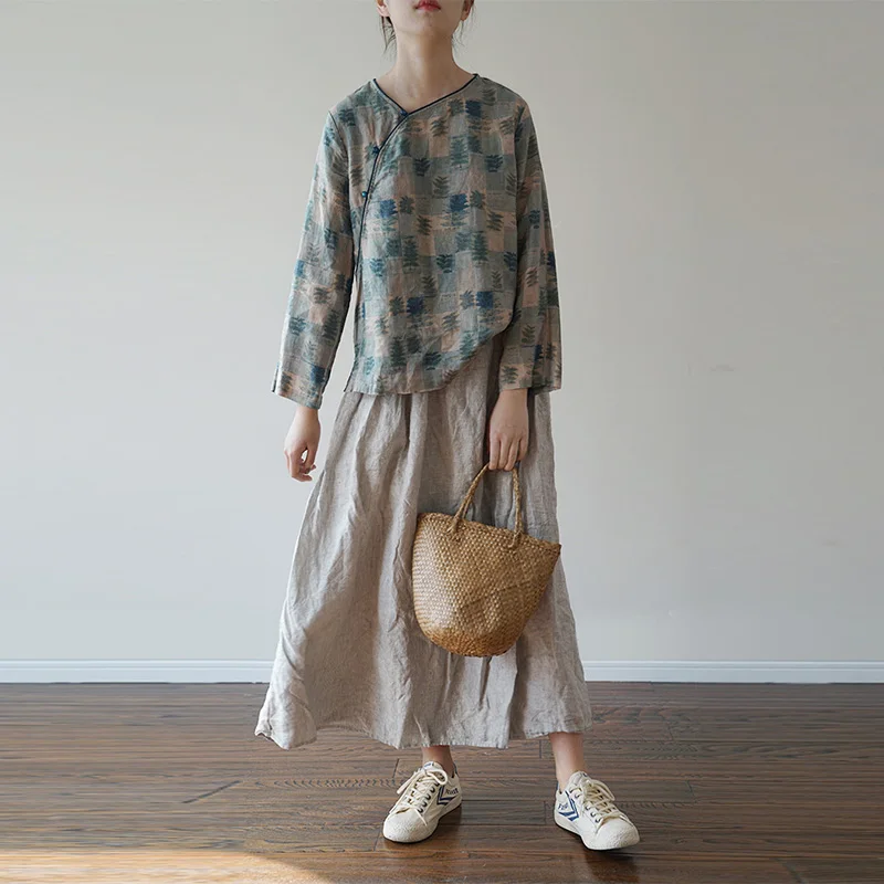 Коллекция весна-лето 2020 женские топы scuwлен винтажная Свободная блузка из рами с