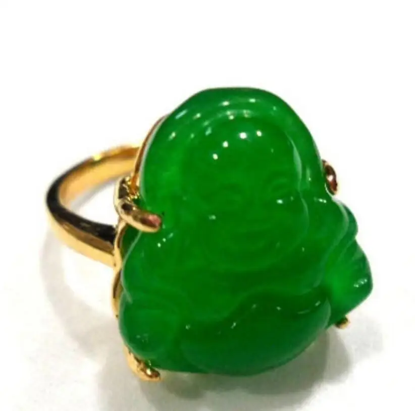 Бесплатная доставка мужское/женское причудливое кольцо с зеленым нефритом