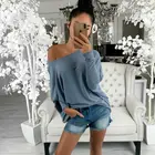 Женская футболка с длинным рукавом, однотонная, с открытыми плечами
