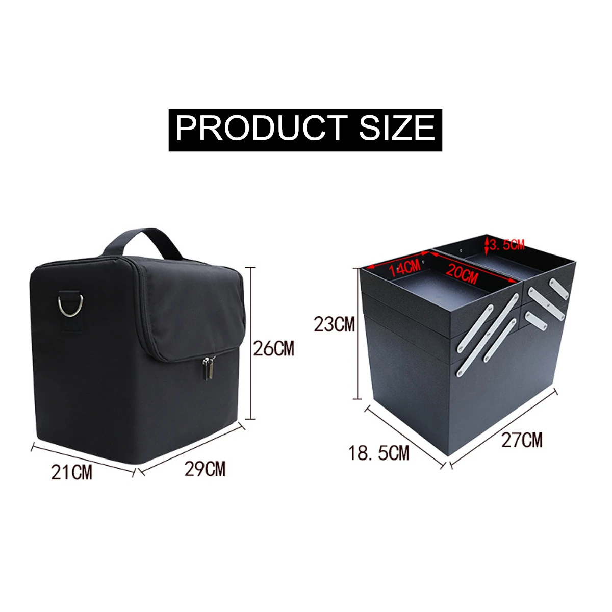 

Portable Folding Beauty Box Travel Cosmetics Storage Box Zipper Makeup Organizer Handbag Large Capacity Storage Bag Case Holder