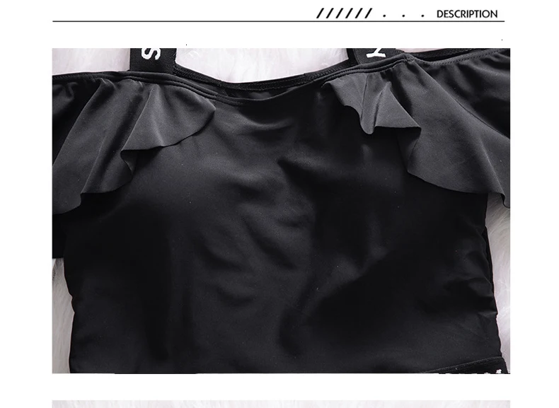 Letter Sexy Black Women One Piece Swimwear Skirt Bathing Suit Summer Swimming Dress Padded Push Up Swimsuit Swim Beach Wear
