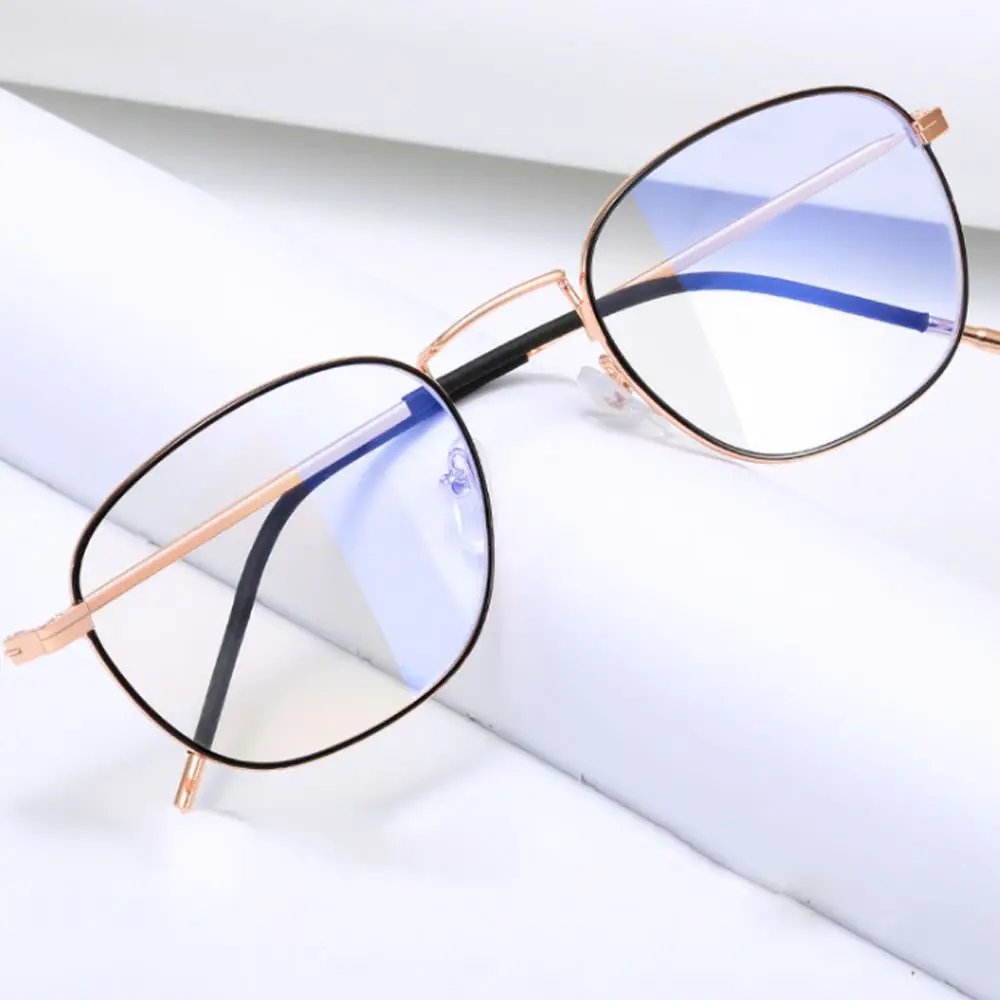 

Women Portable Square Frame Eye Protection Computer Goggles Metal Eyeglasses Ultra Light Frame Anti-Blue Light Glasses