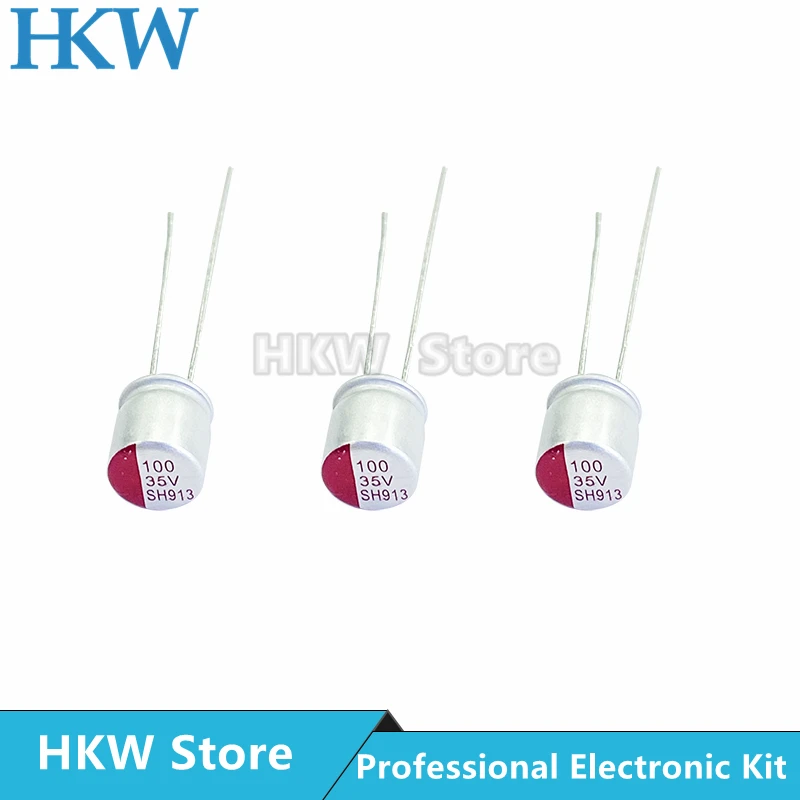 Capacitor de Alumínio Super Baixo Esr 35v100uf para Placa-mãe Capacitor de Alumínio Sólido Vga 100uf 35v 6×7 mm 6*7 mm Novo 10 Peças