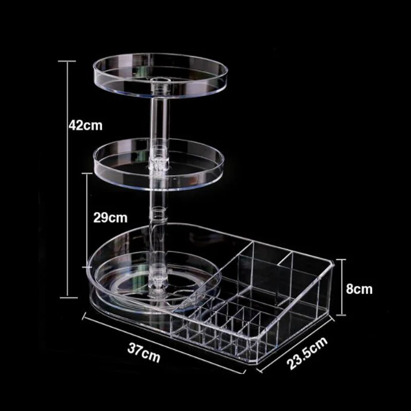 Прозрачная коробка для хранения косметики макияжа Органайзер 3 слоя губная