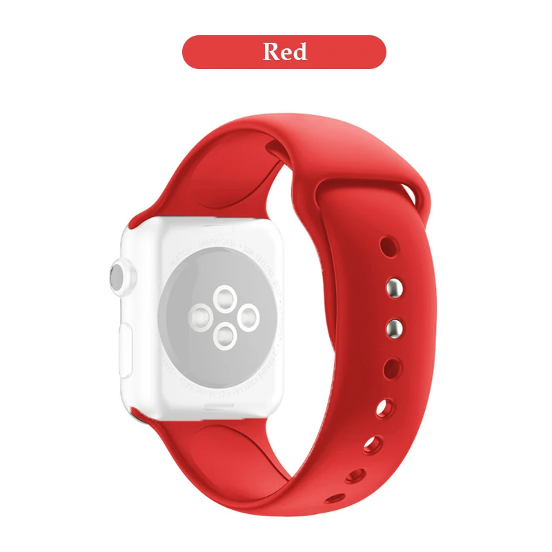 Red Силиконовый сменный спортивный ремешок 38 мм 40 мм для Apple Watch Series 1 2 3 4 42 мм 44 мм ремешок на запястье для iWatch Sport Edition - Цвет: Red