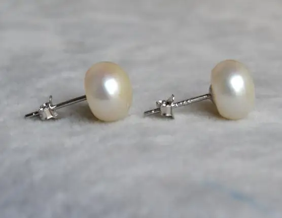 

Unique Design AA ivory Pearl Earrings Wedding's Day Jewelry High Luster 9mm Freshwater Pearl Silver Stud Earring Bridesmaid Gift