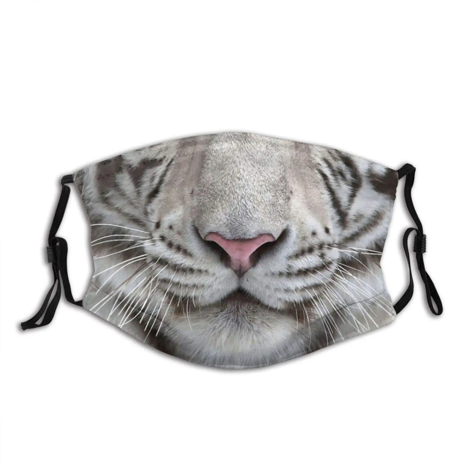 

White Tiger Face Mask Bandanas Balaclava, Washable Reusable With 2 Filters, For Man & Women