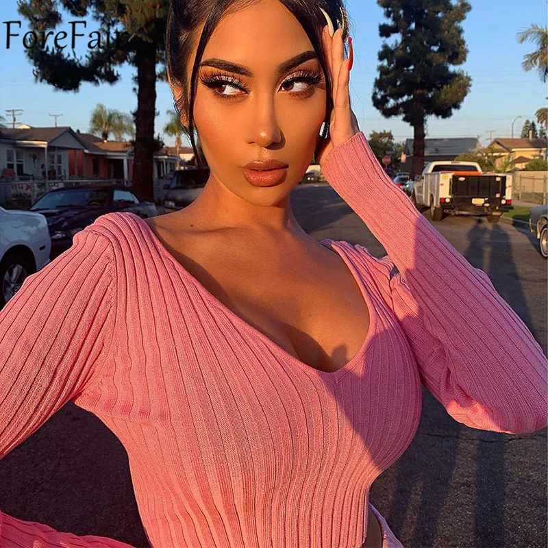 Forefair v образный вырез с открытыми плечами Женская Повседневная футболка длинный